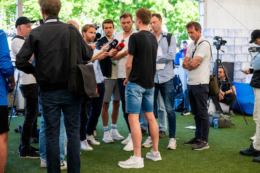 Narve Gilje Nordås of Norway talks to media