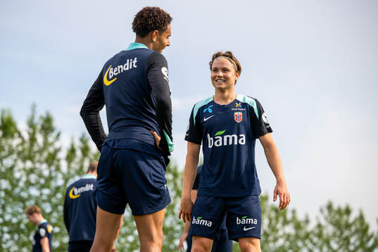 Antonio Nusa and Andreas Schjelderup of the Norwegian