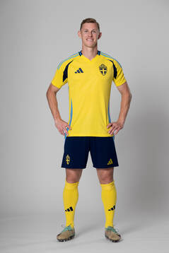 Emil Krafth of the Swedish national football team poses for
