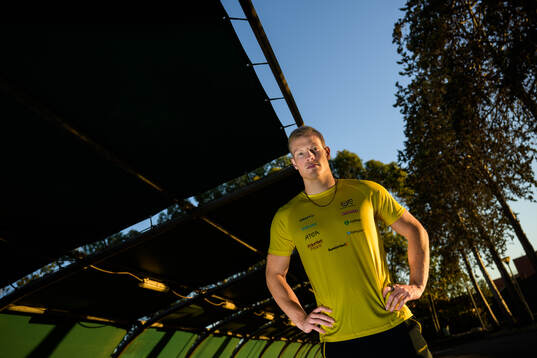 Henrik Larsson of the Swedish national athletics team poses