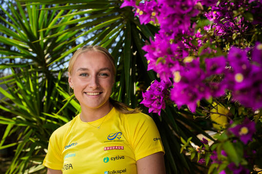 Thea Löfman of the Swedish national athletics team poses