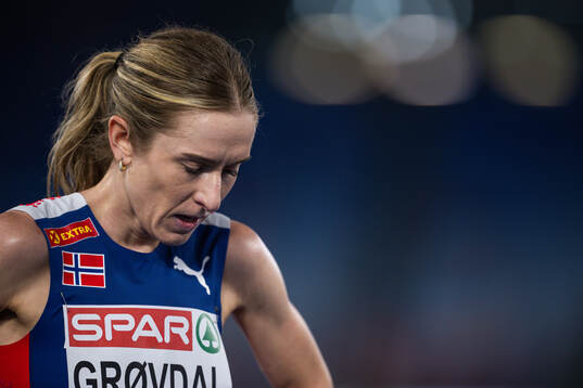 Karoline Bjerkeli Grøvdal of Norway looks dejected