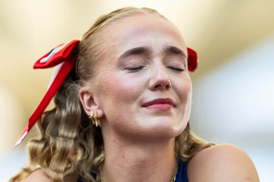 Lovise Skarbøvik Andresen of Norway reacts