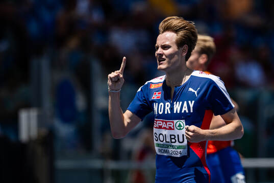 Ole Jakob Solbu of Norway celebrates
