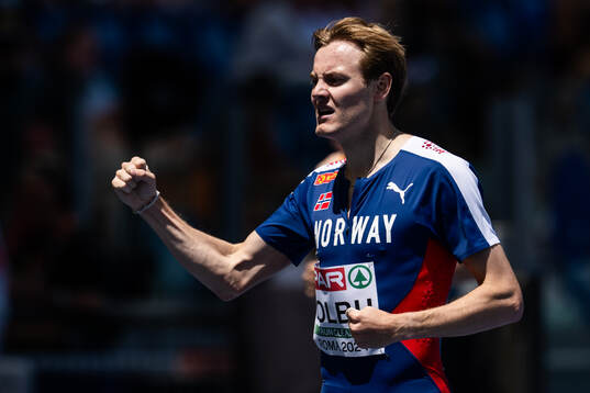 Ole Jakob Solbu of Norway celebrates