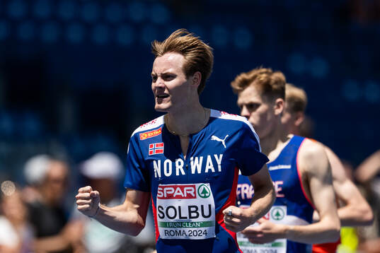 Ole Jakob Solbu of Norway celebrates