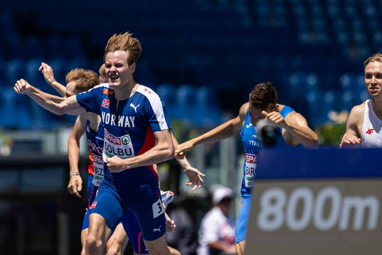 Ole Jakob Solbu of Norway celebrates