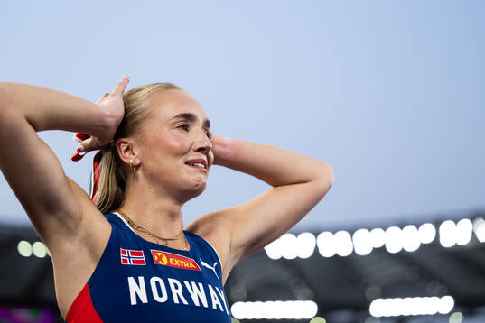 Lovise Skarbøvik Andresen of Norway celebrates