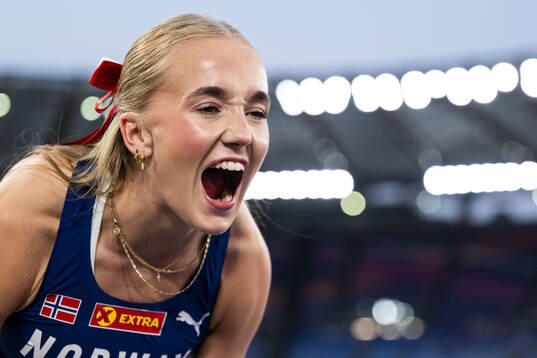 Lovise Skarbøvik Andresen of Norway celebrates