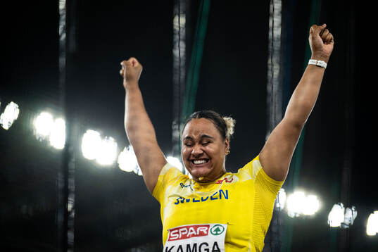 Vanessa Kamga of Sweden celebrates