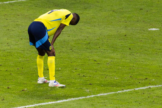 Isak Hien of Sweden looks dejected