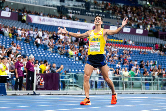 Perseus Karlström of Sweden celebrates