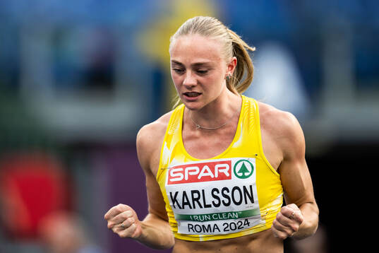 Lovisa Karlsson of Sweden celebrates