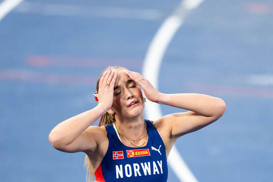 Lovise Skarbøvik Andresen of Norway reacts