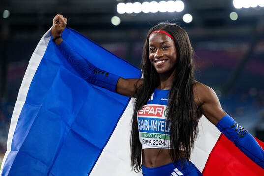 Cyréna Samba-Mayela of France celebrates
