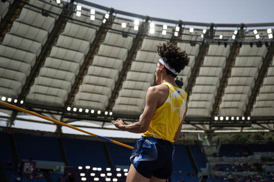 Melwin Lycke Holm of Sweden celebrates when competing in