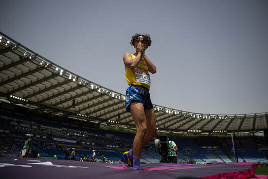 Melwin Lycke Holm of Sweden looks dejected when competing