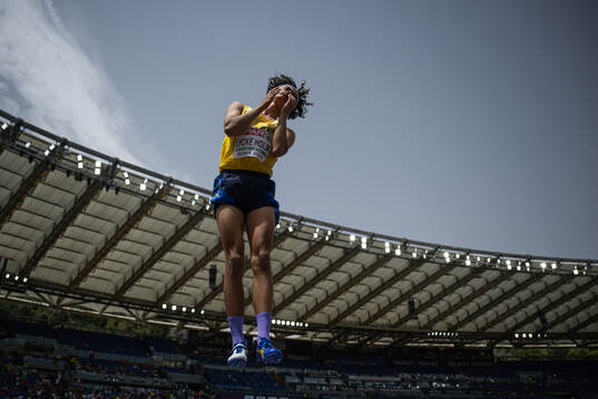 Melwin Lycke Holm of Sweden looks dejected when competing