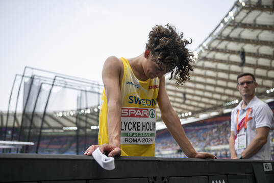 Melwin Lycke Holm of Sweden looks dejected when competing