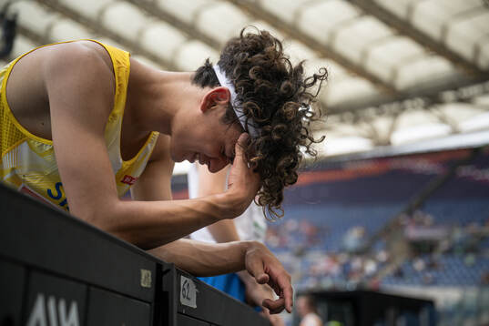 Melwin Lycke Holm of Sweden looks dejected when competing