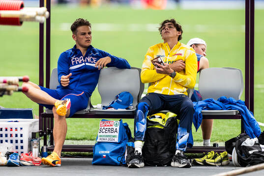Thibaut Collet of France, Armand Duplantis of Sweden and