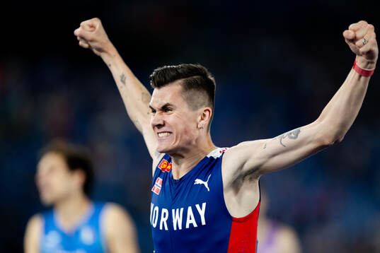 Jakob Ingebrigtsen of Norway celebrates
