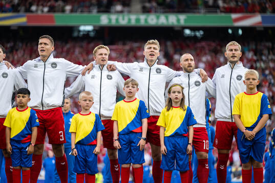 Jannik Vestergaard, Rasmus Højlund and Christian Eriksen