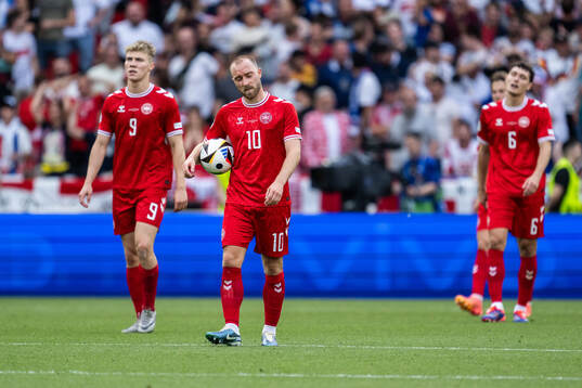 Christian Eriksen of Denmark looks dejected