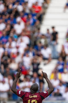 Romelu Lukaku of Belgium celebrates a goal that was later