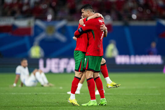 Francisco Conceicao and Cristiano Ronaldo of Portugal