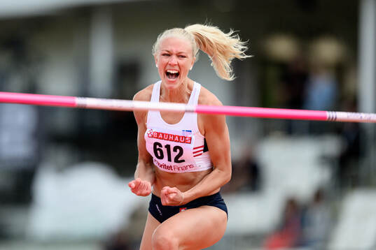 Maja Nilsson, Örgryte IS, jublar i damernas höjdhopp