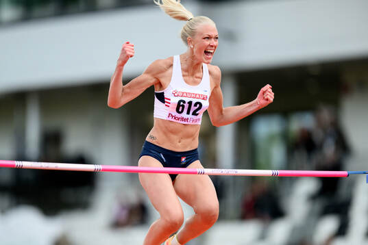 Maja Nilsson, Örgryte IS, jublar i damernas höjdhopp