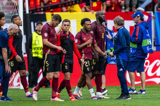 Jan Vertonghen, Timothy Castagne and Romelu Lukaku look