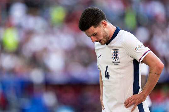 Declan Rice of England looks dejected