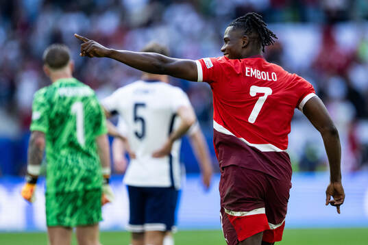 Breel Embolo of Switzerland celebrates