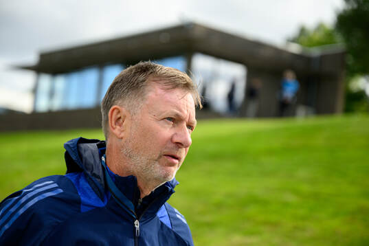 Head coach Peter Gerherdsson is being interviewed