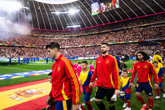 Alvaro Morata, goalkeeper Unai Simon Mendibil and Marc