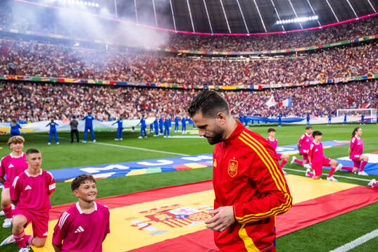 Nacho of Spain enters the pitch