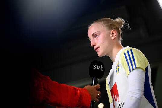 Anna Sandberg is being interviewed