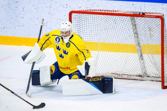 Goaltender Benjamin Lindbom of Sweden