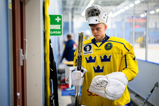 Goaltender Axel Göransson of Sweden