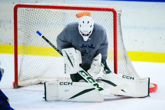 Goaltender Måns Goos of Sweden