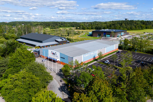 Drone view of Bahcohallen and Strandbrohallen