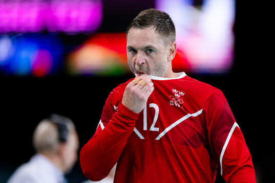 Goalkeeper Andreas Palicka of Sweden in a men's preliminary