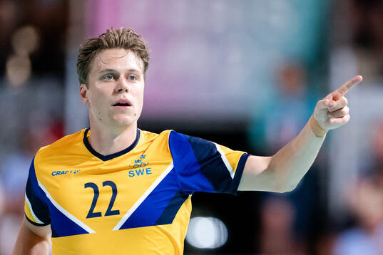Lucas Pellas of Sweden celebrates in a men's preliminary