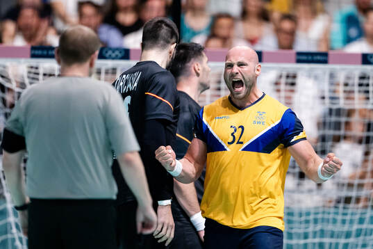 Oscar Bergendahl of Sweden celebrates in a men's