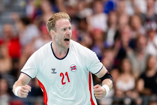 Magnus Gullerud of Norway celebrates in a men's preliminary