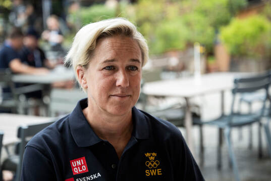 Head coach Kajsa Bergqvist of the Swedish athletics team at