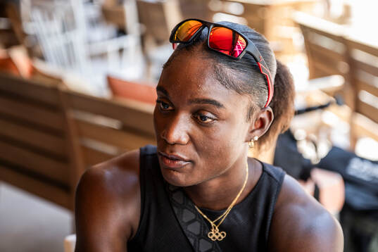 Shericka Jackson of Jamaica  at a press meet for athletics