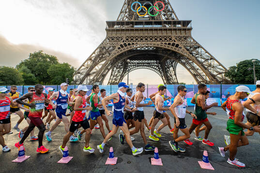 Athletes compete in men's 20 km race walk